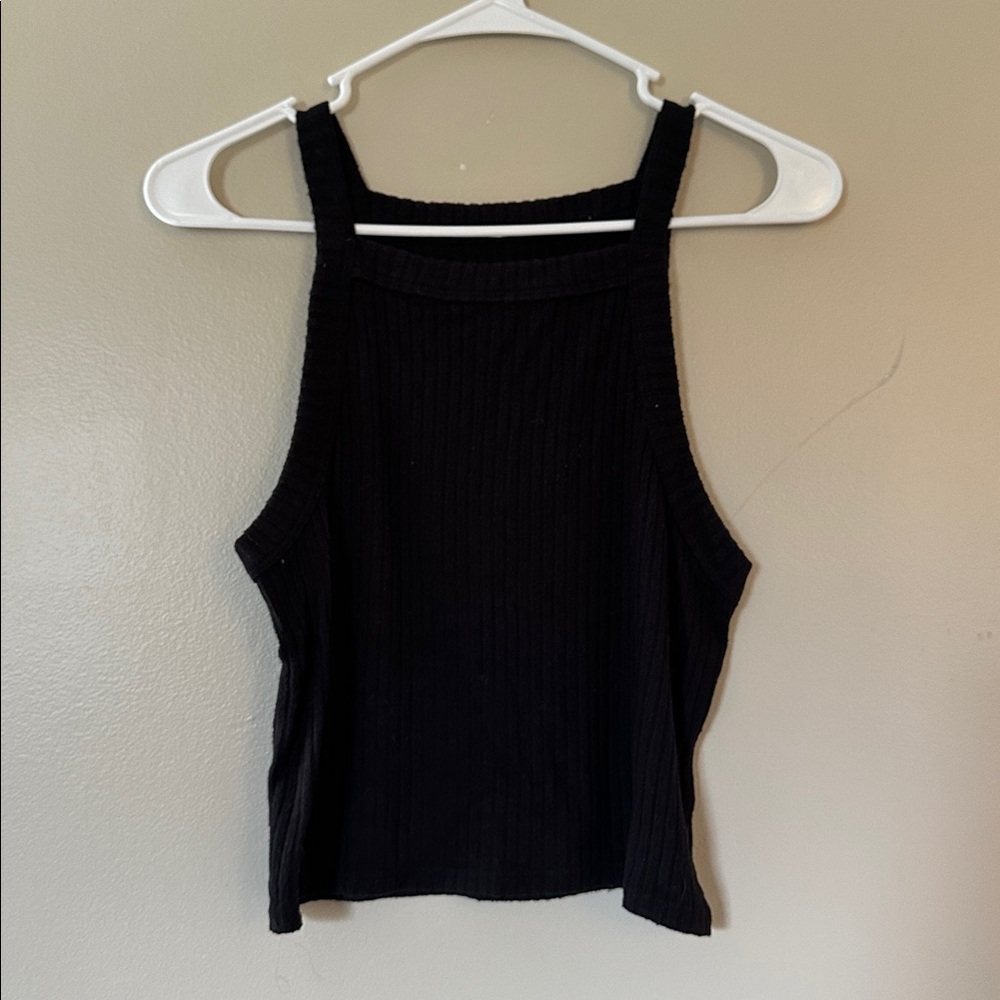 Black Ribbed Tank Top - medium